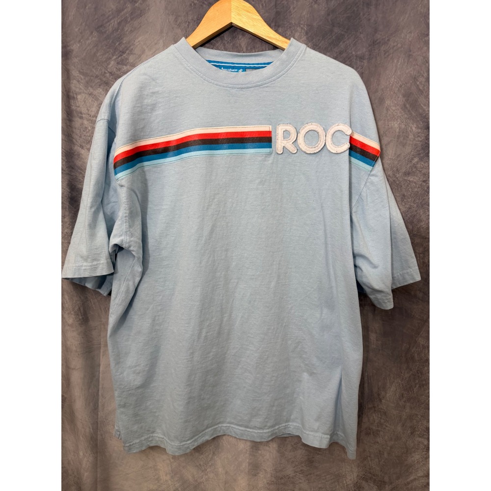 Rocawear Mens Light Blue Short Sleeve T-Shirt ROC Puff Print Logo Size XL Y2K